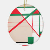 Mid-Century Modern in Red Green op White Beige Keramisch Ornament (Links)