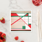 MId-Century Modern in Red Green op White Beige Servet (Insitu)