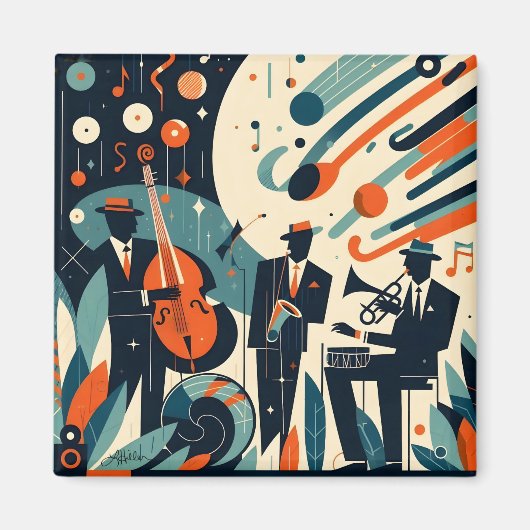 Mid Century Modern Jazz Age Trio Magneet (Voorkant)
