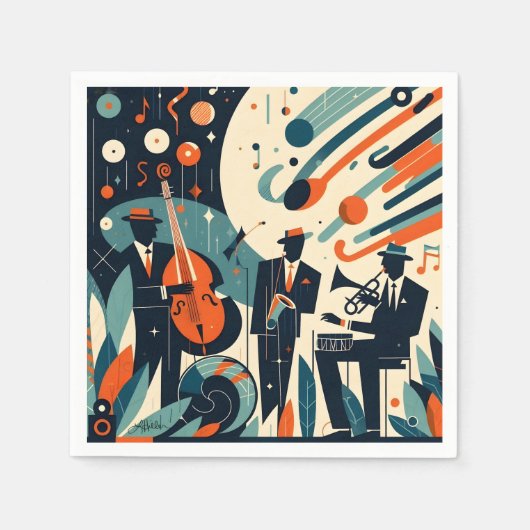 Mid Century Modern Jazz Age Trio Servet (Voorkant)