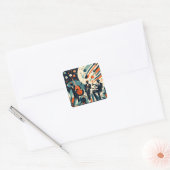 Mid Century Modern Jazz Age Trio Vierkante Sticker (Envelop)