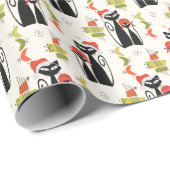 Mid Century Modern Kerst Kat Wrapping Papier (Rol Hoek)