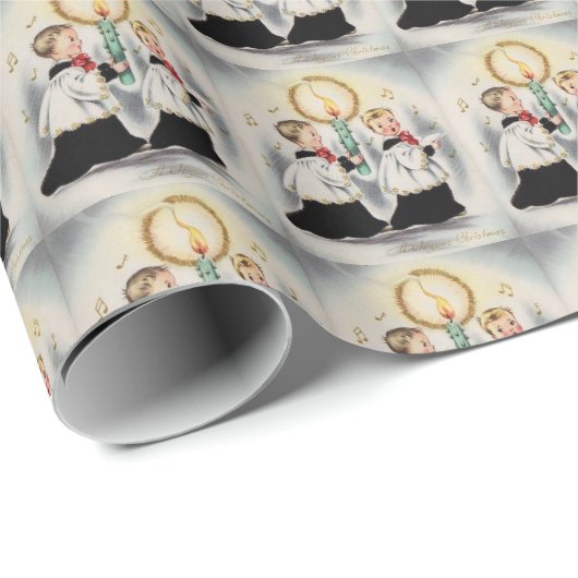 Mid Century Modern kerstaaljongens uit 1950 Cadeaupapier (Rol Hoek)