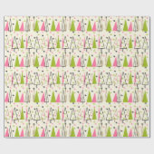 Mid-Century modern kerstboompapier Cadeaupapier (Vlak)