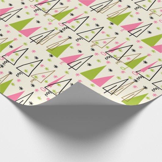 Mid-Century modern kerstboompapier Cadeaupapier (Hoek)