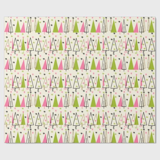 Mid-Century modern kerstboompapier Cadeaupapier (Vlak)