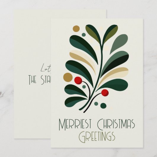 Mid-Century Modern Kerstfeest op zijn allerleukst Feestdagenkaart (Voorkant / Achterkant)