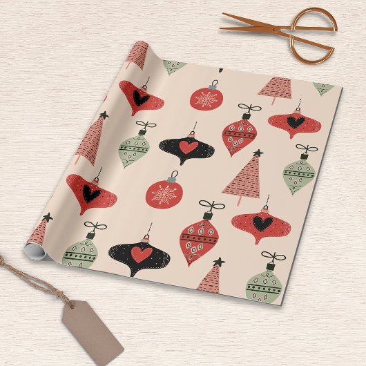 Mid Century Modern kerstinpakpapier Cadeaupapier