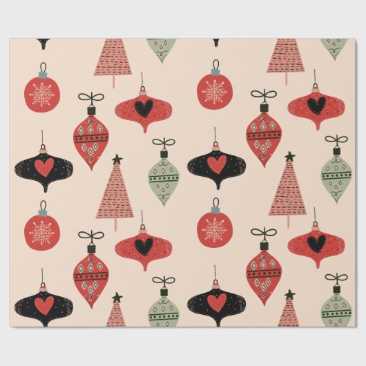 Mid Century Modern kerstinpakpapier Cadeaupapier (Vlak)