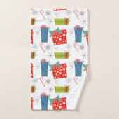Mid Century Modern Kerstmis, aanwezig en snoepriet Bad Handdoek (Handdoek)
