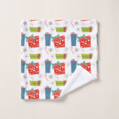 Mid Century Modern Kerstmis, aanwezig en snoepriet Bad Handdoek (Wasdoekje)