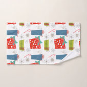 Mid Century Modern Kerstmis, aanwezig en snoepriet Bad Handdoek (Handdoek)