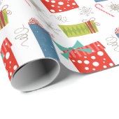 Mid Century Modern Kerstmis, aanwezig en snoepriet Cadeaupapier (Rol Hoek)