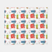 Mid Century Modern Kerstmis, aanwezig en snoepriet Fleece Deken (Voorkant (Horizontaal))