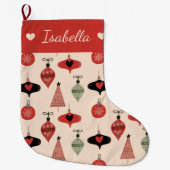 Mid Century Modern Kerstmis gepersonaliseerd Grote Kerstsok (Voorkant)