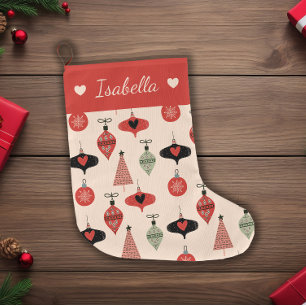 Mid Century Modern Kerstmis gepersonaliseerd Grote Kerstsok