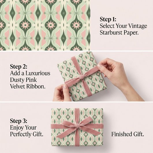  Mid-Century Modern Kerstversiering Cadeaupapier