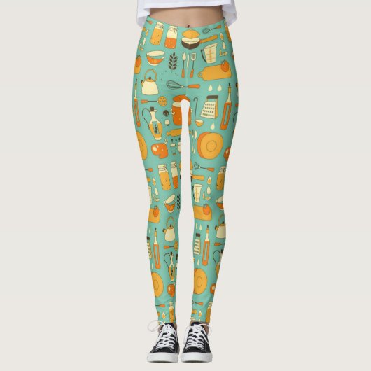 Mid-Century Modern Keukengerei Cool Retro Leggings (Voorkant)