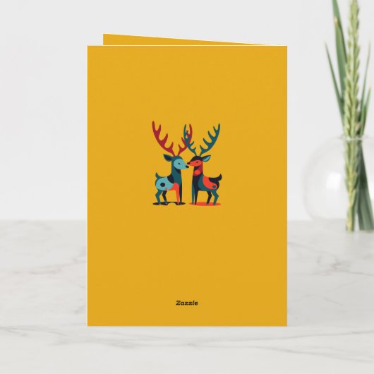 Mid-Century Modern Kitschy Christmas Reindeer  Kaart (Achterkant)