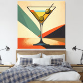 Mid Century Modern Kleurblok Martini Kunst Canvas Afdruk (Insitu (Slaapkamer))