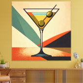 Mid Century Modern Kleurblok Martini Kunst Canvas Afdruk (Insitu (Woonkamer))