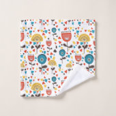 Mid Century Modern kleurrijk bloemmotief Bad Handdoek (Wasdoekje)
