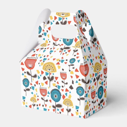 Mid Century Modern kleurrijk bloemmotief Bedankdoosjes (Voorkant Zijde)