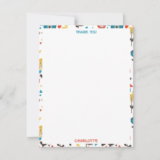 Mid Century Modern kleurrijk bloemmotief Bedankkaart (Voorkant)