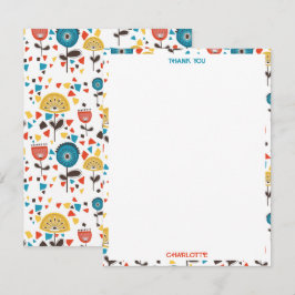 Mid Century Modern kleurrijk bloemmotief Bedankkaart