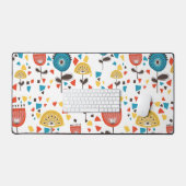 Mid Century Modern kleurrijk bloemmotief Bureaumat (Keyboard & Muis)