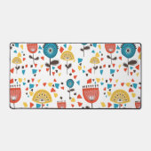 Mid Century Modern kleurrijk bloemmotief Bureaumat (Voorkant)