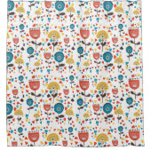 Mid Century Modern kleurrijk bloemmotief Douchegordijn (Voorkant)