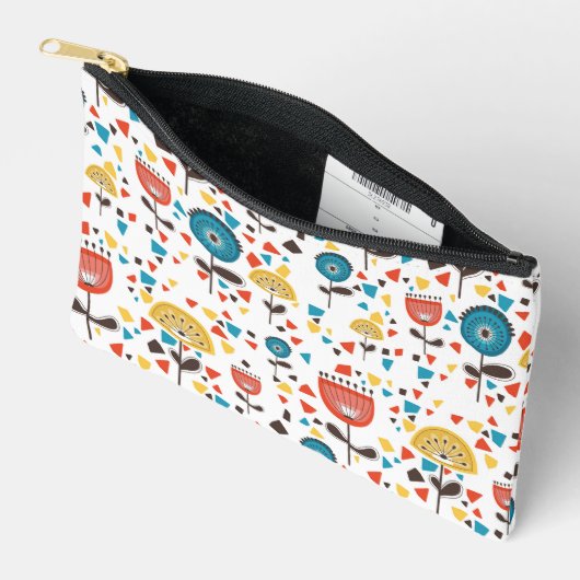 Mid Century Modern kleurrijk bloemmotief Etui (Open)