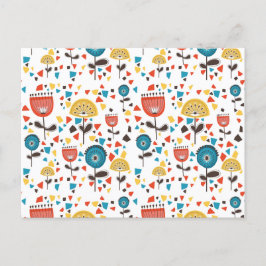 Mid Century Modern kleurrijk bloemmotief Feestdagenkaart