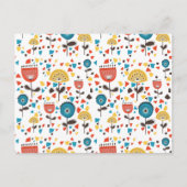 Mid Century Modern kleurrijk bloemmotief Feestdagenkaart (Voorkant)