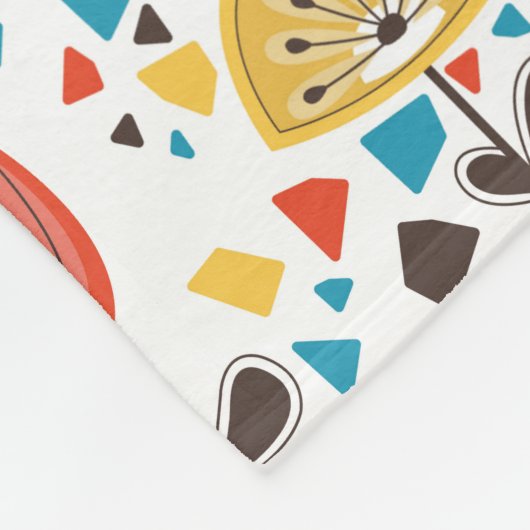 Mid Century Modern kleurrijk bloemmotief Fleece Deken (Hoek)