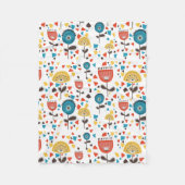 Mid Century Modern kleurrijk bloemmotief Fleece Deken (Voorkant)