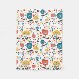 Mid Century Modern kleurrijk bloemmotief Fleece Deken