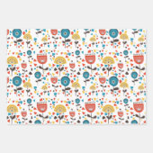 Mid Century Modern kleurrijk bloemmotief Inpakpapier Vel (Voorkant 3)