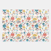 Mid Century Modern kleurrijk bloemmotief Inpakpapier Vel (Voorkant)