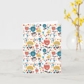 Mid Century Modern kleurrijk bloemmotief Kaart (Gele Bloem)