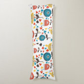 Mid Century Modern kleurrijk bloemmotief Lichaamskussen (Voorkant Verticaal)