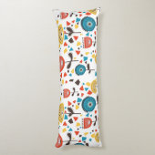 Mid Century Modern kleurrijk bloemmotief Lichaamskussen (Achterkant (Verticaal))