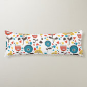 Mid Century Modern kleurrijk bloemmotief Lichaamskussen (Voorkant)