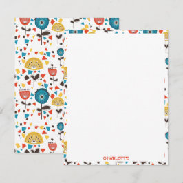 Mid Century Modern kleurrijk bloemmotief Notitiekaartje