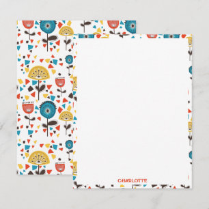 Mid Century Modern kleurrijk bloemmotief Notitiekaartje