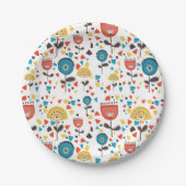 Mid Century Modern kleurrijk bloemmotief Papieren Bordje (Voorkant)