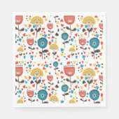 Mid Century Modern kleurrijk bloemmotief Servet (Voorkant)