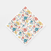 Mid Century Modern kleurrijk bloemmotief Servet (Hoek)