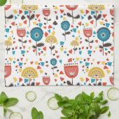 Mid Century Modern kleurrijk bloemmotief Theedoek (Gevouwen)